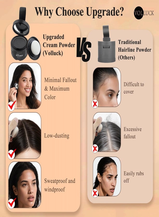 VOLLUCK Hairline Powder Instantly, Root Touch up Powder Hair Color Upgraded, Grey Root Cover up Conceals Hair Loss, Hairline Shadow for Women & Men for Thinning Hair Natural, Sweatproof (Brown) - Image 5